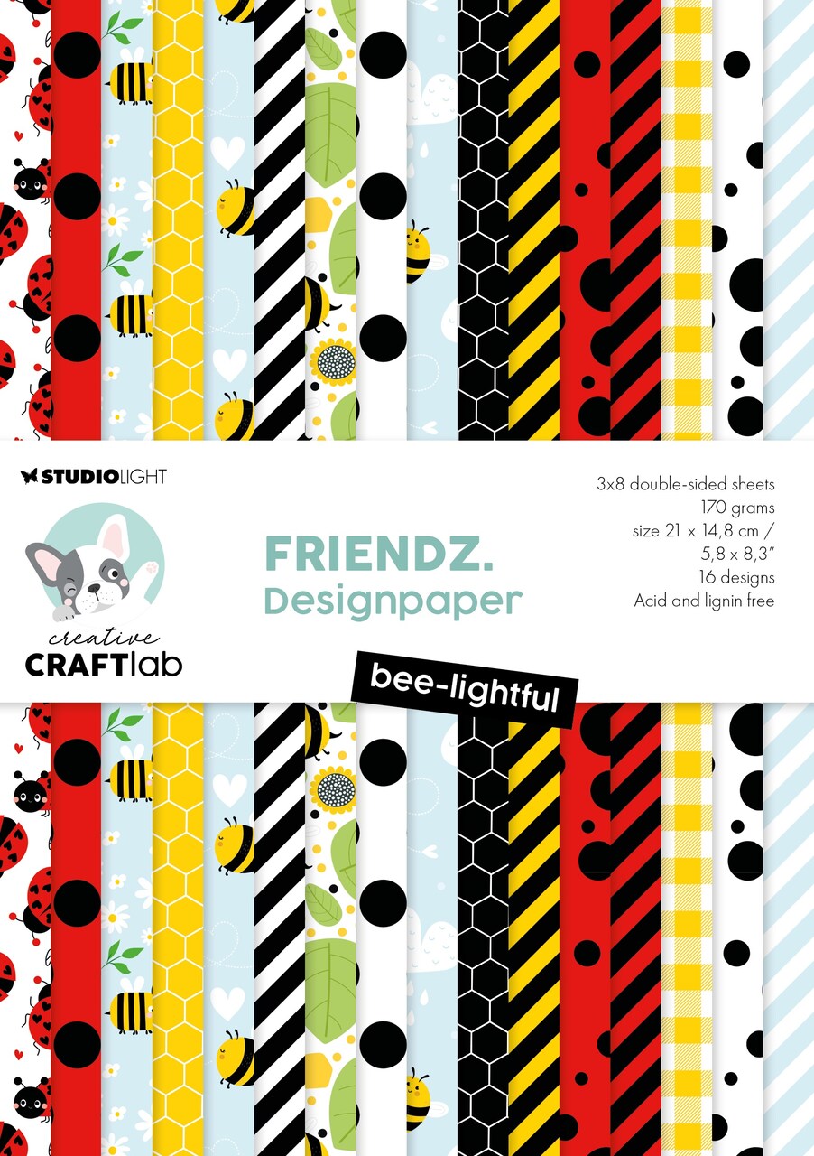 Creative Craftlab Friendz Designer Paper pad 8.25"X 5.83"-Bee-lightful